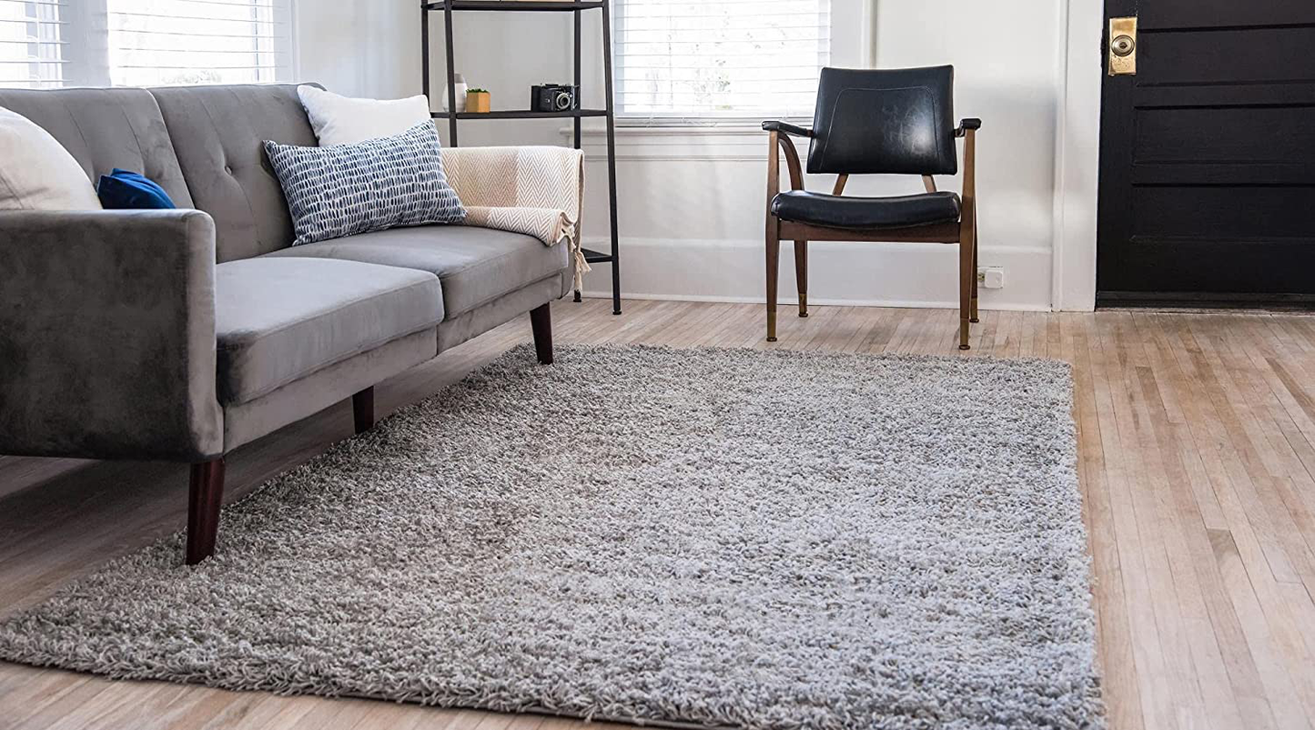 Skørter | Unique Loom Solo Solid Shag Collection Area Modern Plush Rug Luxurious & Soft, 5', Graphite Gray