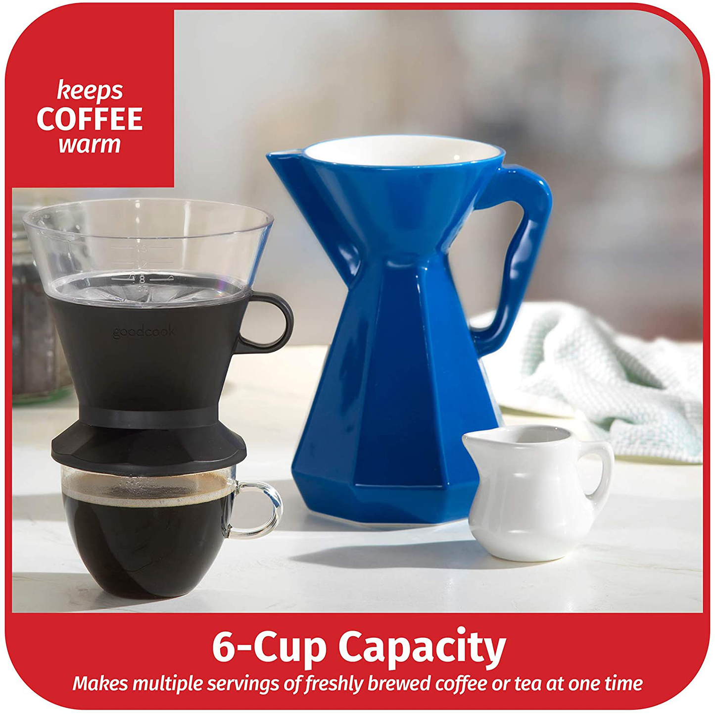 Skørter | Goodcook Koffe 6-Cup Ceramic Pour Over Coffee Brewer with #4 Paper Filters