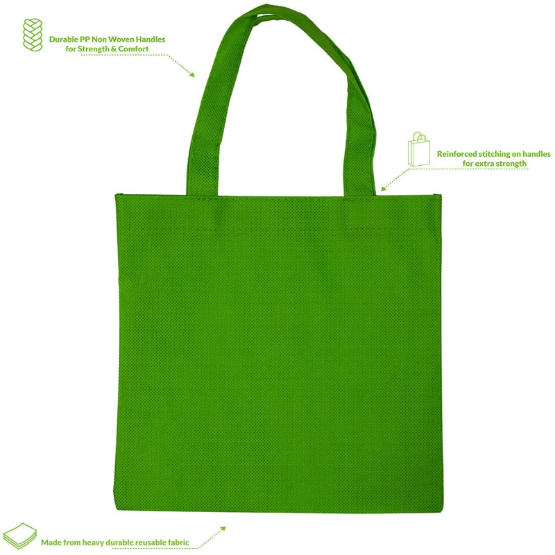 Skorter | 12-pack 10x10 inch flat reusable gift bags with handles, organic tote bags