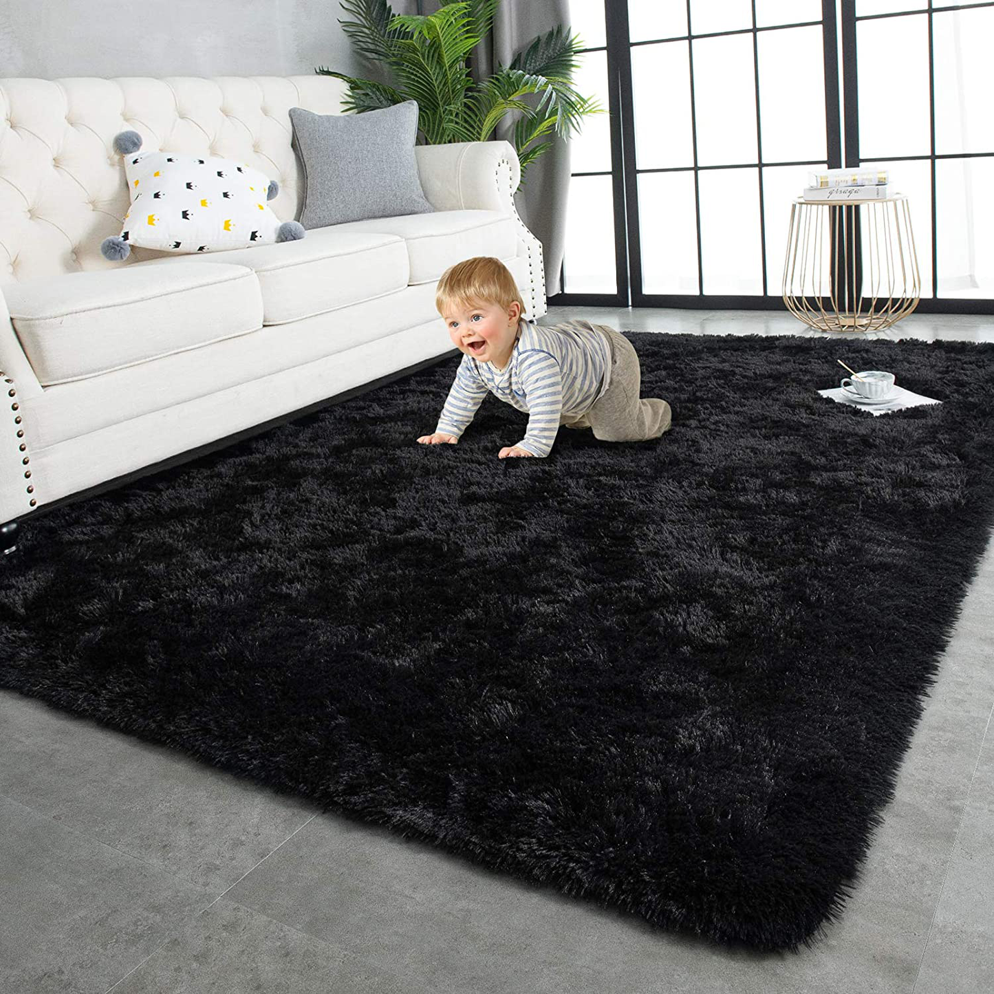 Skørter | TWINNIS Super Soft Shaggy Rugs, Fluffy Rugs, 4x5.9 Feet, Indoor Modern Plush Area Rugs for Living Room Bedroom Children's Room Nursery Home Decor, Upgraded Anti-Slip Durable Rectangular Fuzzy Rug, Indigo