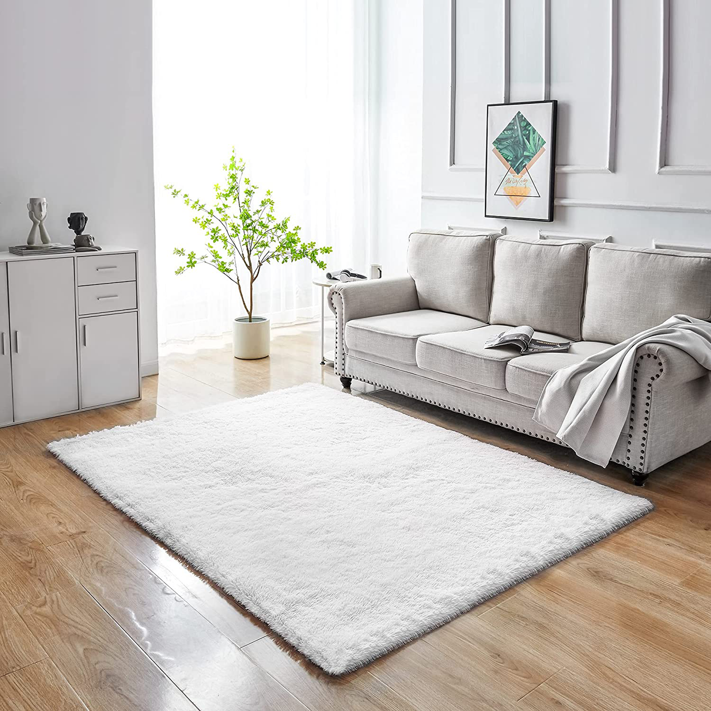 Skørter | GKLUCKIN Shag Ultra Soft Area Rug, Fluffy 5'x8' Light Navy Blue Rugs Plush Fuzzy Non-Skid Indoor Faux Fur Rugs Fuzzy Rugs for Living Room Bedroom Kids Room Playroom Decor