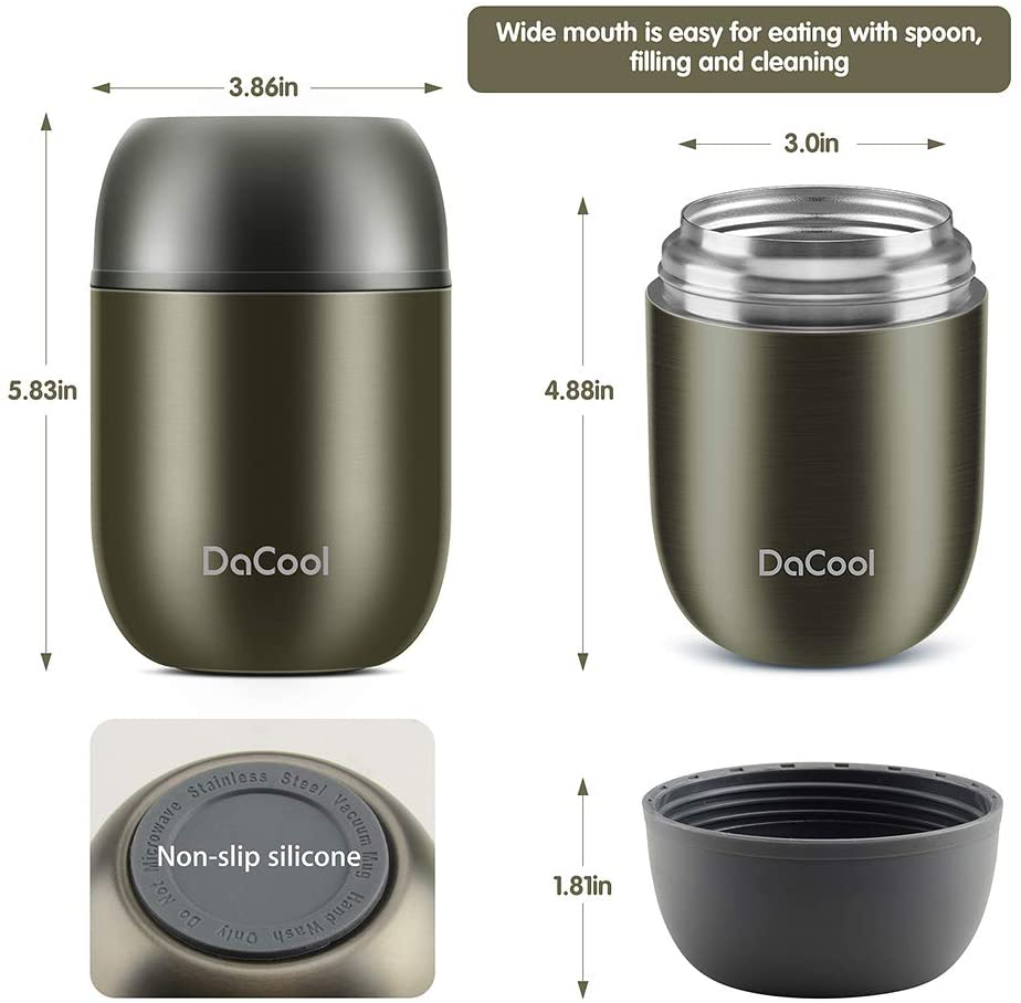 Skørter | DaCool Insulated Lunch Container Hot Food Jar 16 oz Stainless Steel Vacuum Bento Lunch Box for Kids Adults with Spoon Leak Proof Hot Cold Food for School Office Picnic Travel Outdoor - Cyan Blue
