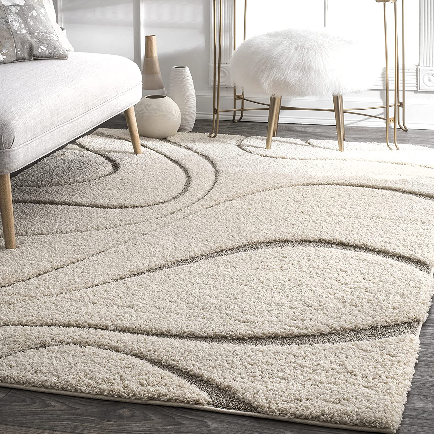 Skørter | nuLOOM Carolyn Cozy Soft & Plush Shag Rug, 4' Square, Cream
