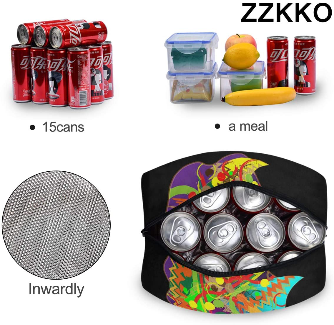 Skørter | ZZKKO Polka Dot Black and White Lunch Bag Box Tote Organizer Lunch Container Insulated Zipper Meal Prep Cooler Bag For Women Men Home School Office Outdoor Use