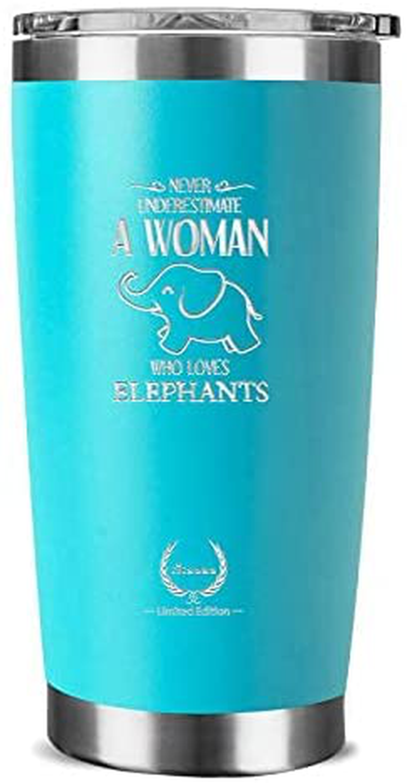 Skørter | Elephant gifts for women - Unique Mother's Day gifts birthday gifts for her funny novelty wine glasses personal gift for girlfriend, colleagues, friends insulated tumbler 20oz blue
