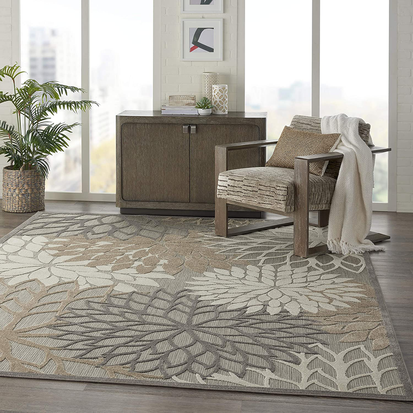 Skørter | Nourison Aloha Indoor/Outdoor Floral Natural 2'3" x 12' Area Rug, (12' Runner)