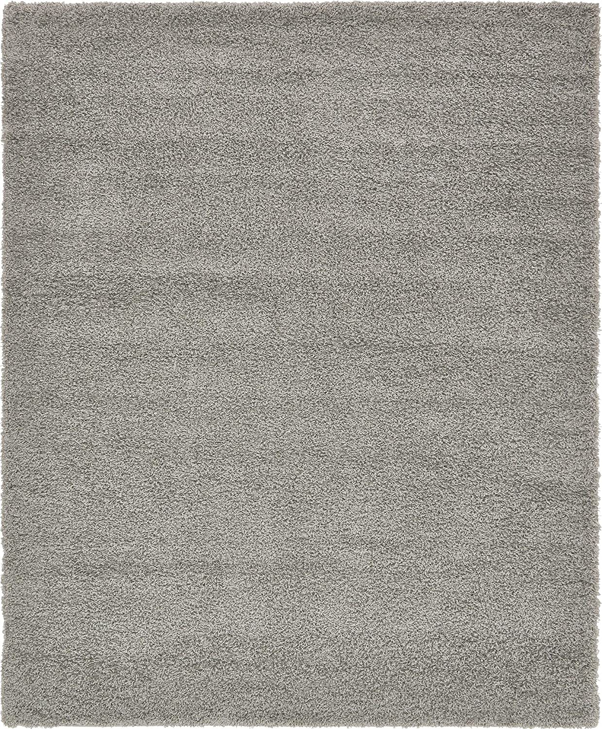 Skørter | Unique Loom Solo Solid Shag Collection Area Modern Plush Rug Luxurious & Soft, 5', Graphite Gray