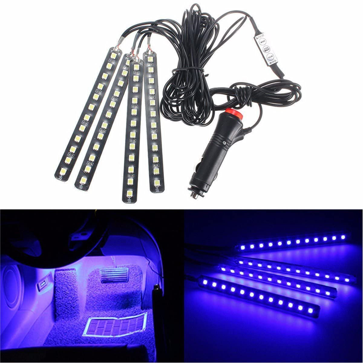 Skørter | RGB Interior car lamps, 2-in-1 Design 4pcs 48 LED App Control, Remote Control, Music Mode, DIY Mode, Scene Mode, DC 12V