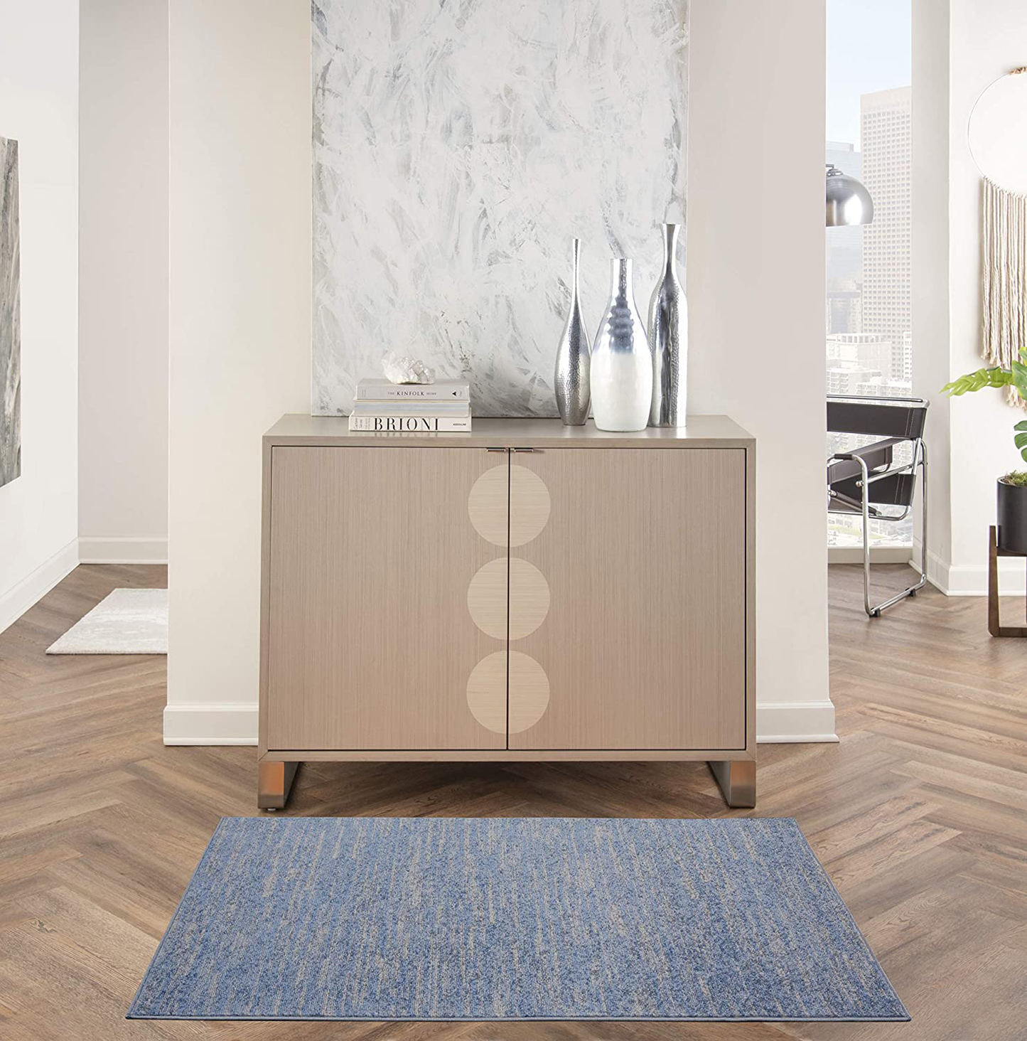 Skørter | Nourison Essentials Solid Contemporary Blue/Gray 3' X 5' Area Rug, 3' X 5'
