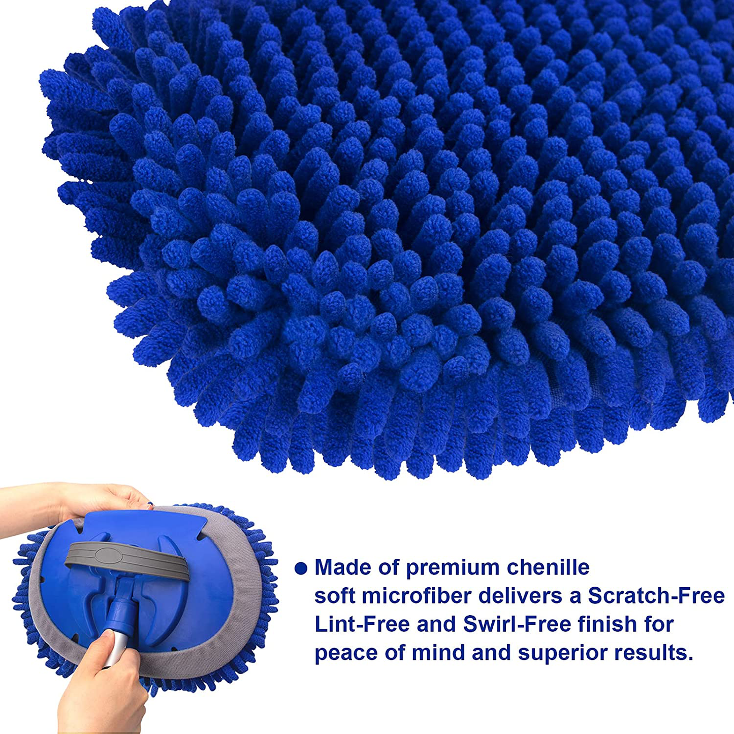 Skørter | anngrowy 62" Microfiber Car Wash Brush with Long Handle Car Wash Mop Kit Mitt Sponge Car Wash Equipment Kit Duster RV Wash Car Wash Brush Accessories, 1 Chenille Lint-Free Replacement Head