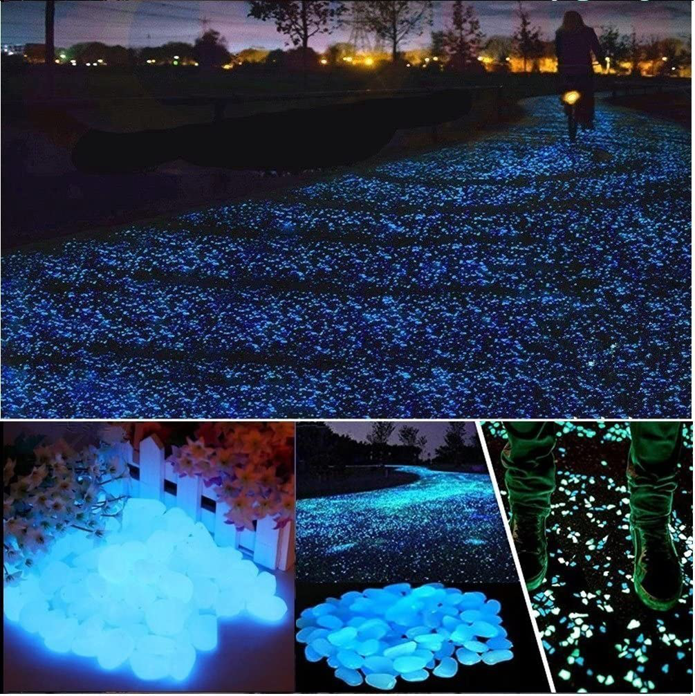 Skørter | chic style 300pcs Glow in the Dark Garden Stones, Garden Luminous Glow Stones Outdoor Decor Glowing Water Fish Tank Gravel (Blue)