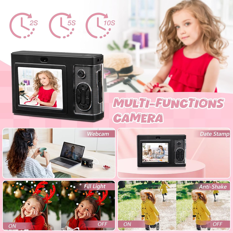 Skorter | 1080P Kids Camera with 32GB Card, 48MP 8X Zoom Digital Point-and-Shoot Camera