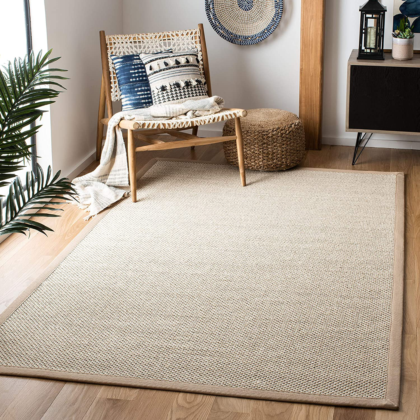 Skørter | Safavieh Natural Fiber Collection NF143B Border Sisal Area Rug, 3' x 5', Marble / Linen