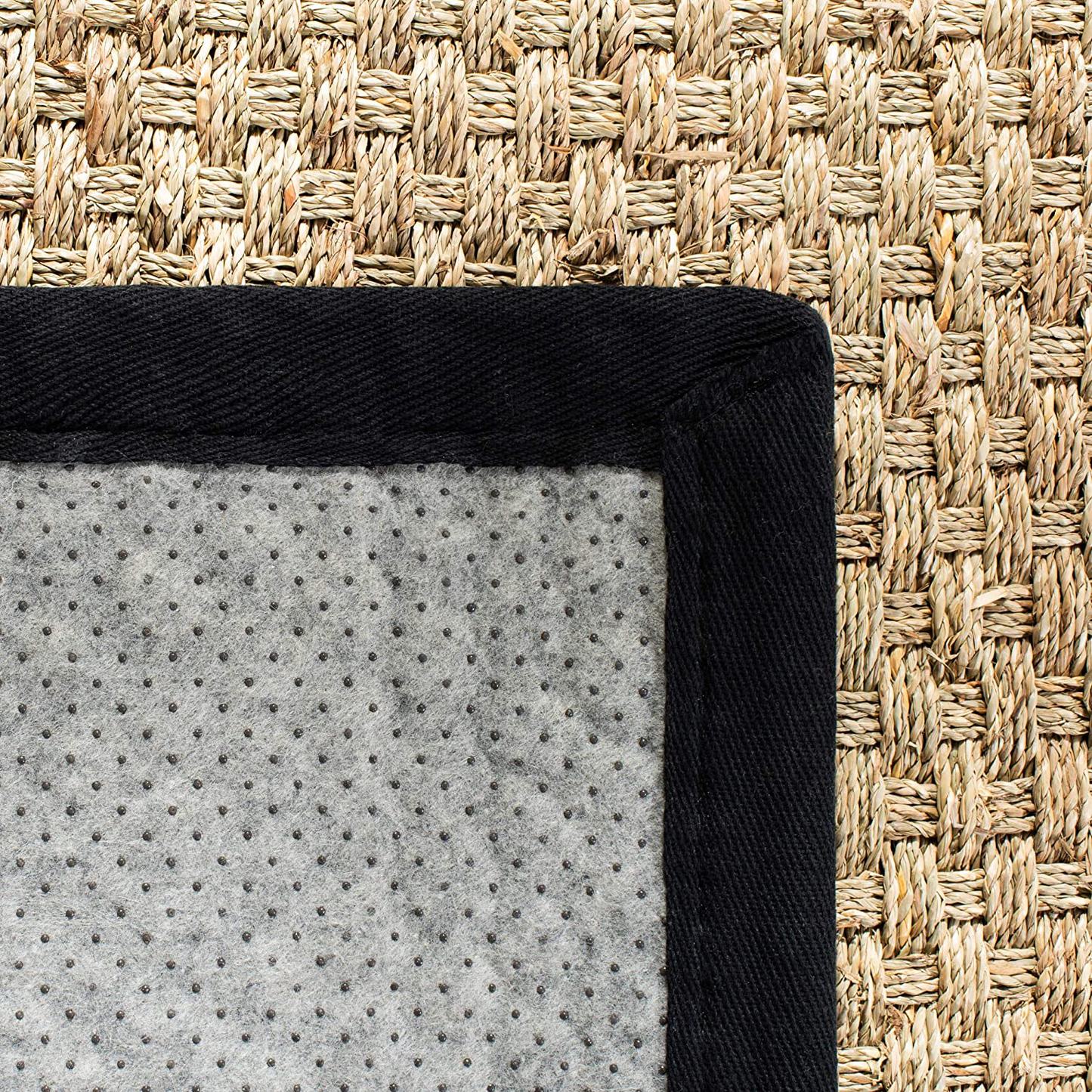 Skørter | Safavieh Natural Fiber Collection NF114R Border Basketweave Seagrass Area Rug, 3' x 5', Teal
