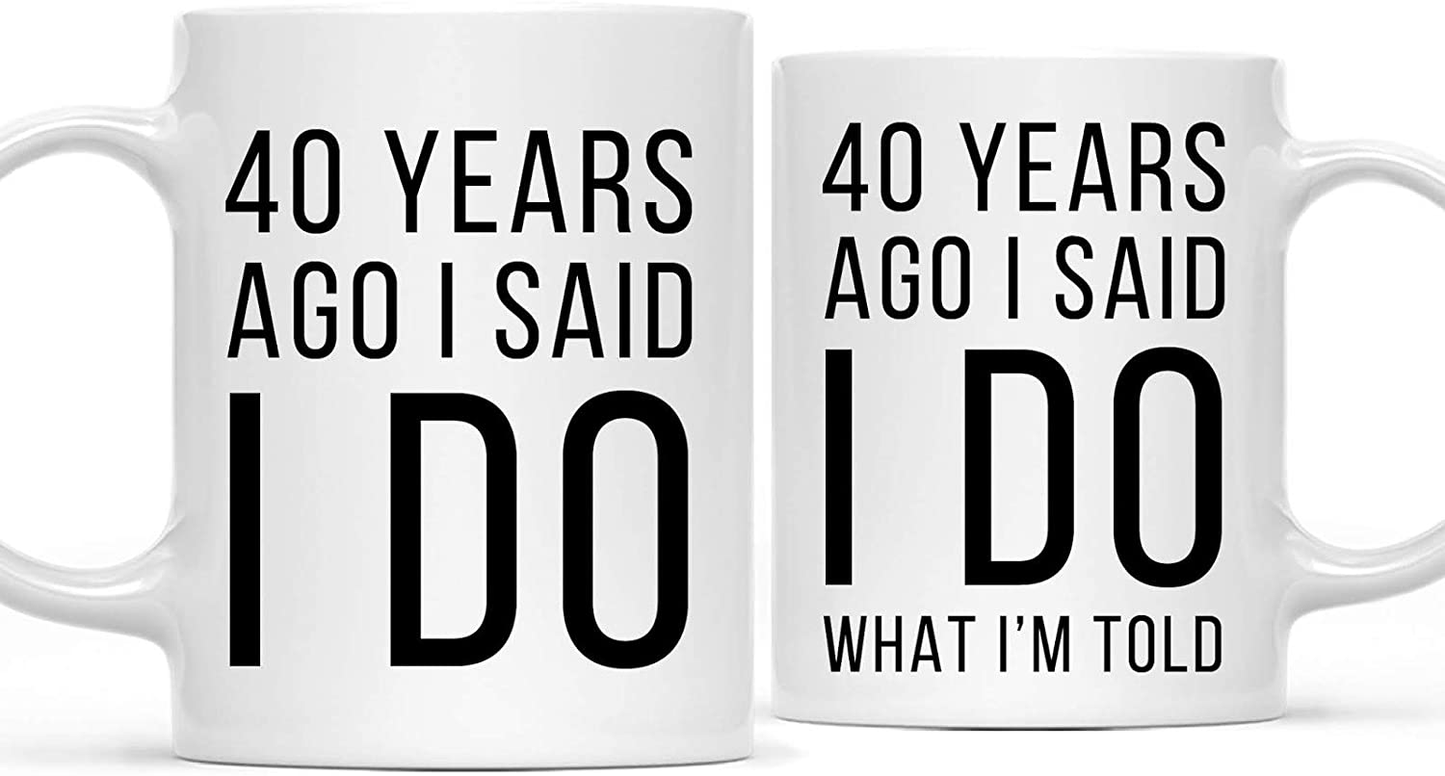 Skørter | Andaz Press Funny 50th Wedding Anniversary 11oz. Couple Coffee Mug Gag Gift, 50 years ago I said yes, I said yes to what I'm told, 2-Pack with gift box for husband spouse parents