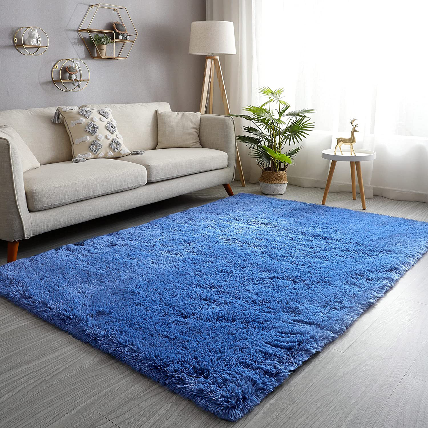 Skørter | GKLUCKIN Shag Ultra Soft Area Rug, Fluffy 5'x8' Light Navy Blue Rugs Plush Fuzzy Non-Skid Indoor Faux Fur Rugs Fuzzy Rugs for Living Room Bedroom Kids Room Playroom Decor
