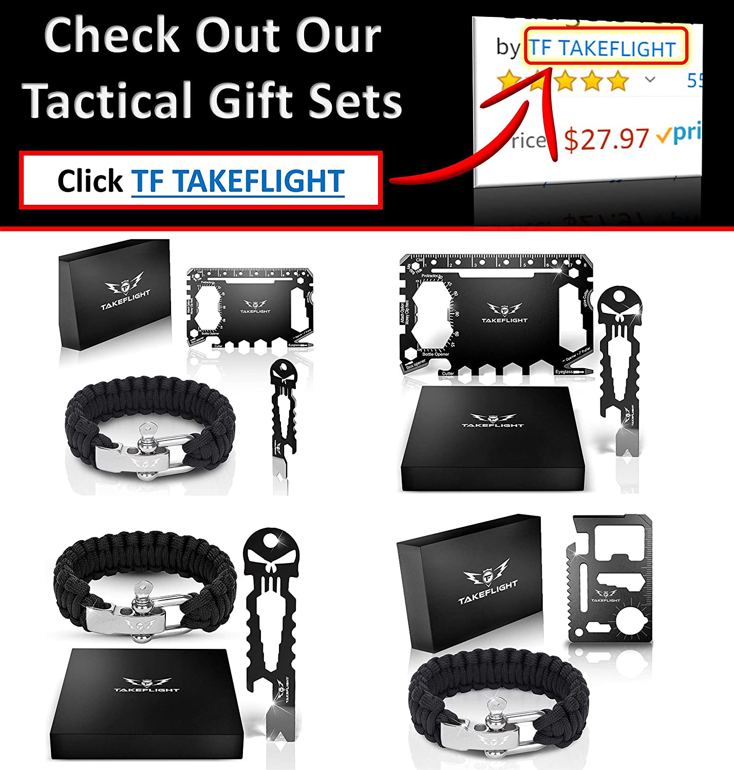 Skørter | TAKEFLIGHT Tactical Pen Survival Gear – Aviation Grade Aluminum LED Tactical Flashlight Multitool – Sturdy, Lightweight EDC Pen Survival Tool – Glass Breaker, Corkscrew, Screwdriver, Gift Box