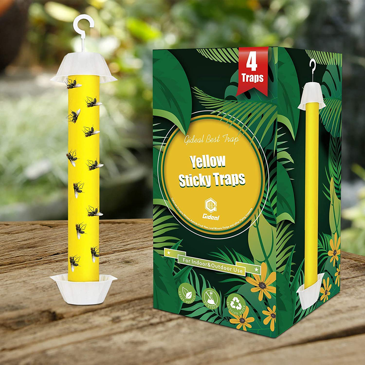 Skørter | Gideal Fly Stick 6-Pack Fly Catching Stick, Hanging Fly Traps Sticky, Flying Insect Trap with Hanging Hook, Indoor / Outdoor Fly Catchers