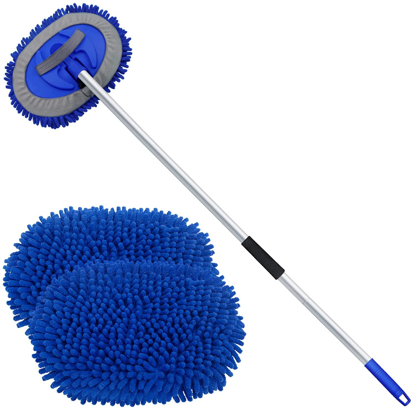 Skørter | anngrowy 62" Microfiber Car Wash Brush with Long Handle Car Wash Mop Kit Mitt Sponge Car Wash Equipment Kit Duster RV Wash Car Wash Brush Accessories, 1 Chenille Lint-Free Replacement Head