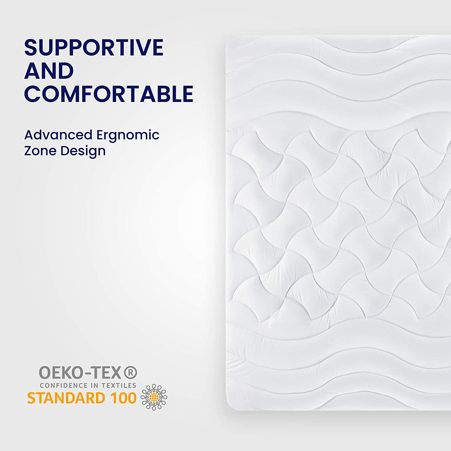 Skorter | Sleep Zone Premium Mattress Protector Cooling Overfilled Fluffy Soft Topper Zone Construction Up to 21 Inch Deep Pocket with Athletic Quality Elastic Edge, White, Queen