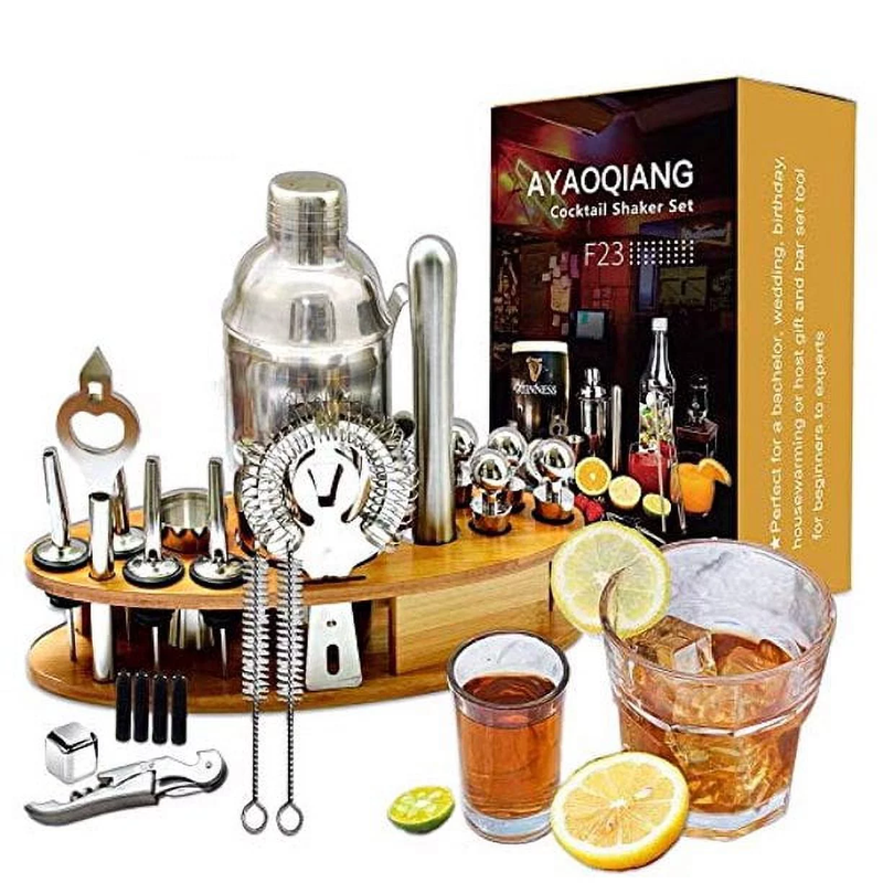 Skørter | 24 Pcs 750ml Cocktail Shaker Set with Stand, Stainless Steel