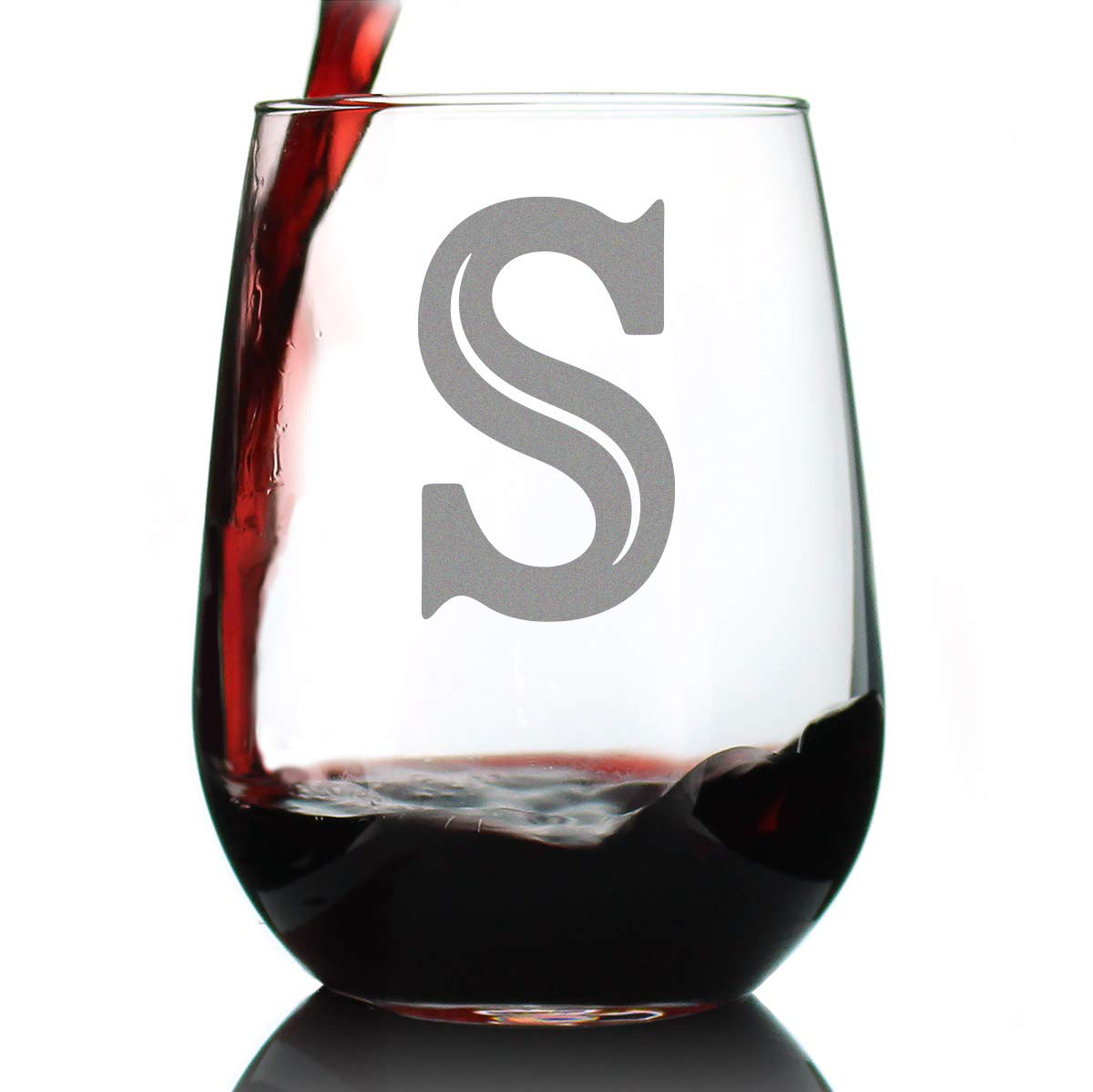 Skorter | Monogram Fet capital letter M - Without stem wine glass - Personalized gifts for women and men - Large engraved glass