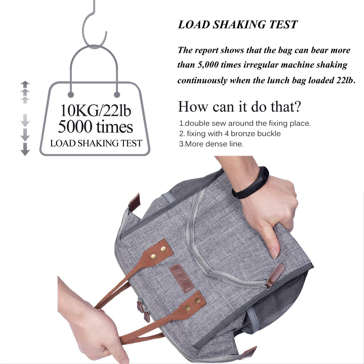 Skørter | LOKASS Leakproof Lunch Box for Women Insulated Lunch Cooler Bag Thermal Lunch Tote with Removable Shoulder Strap for Men Girls Adults Large Picnic Bag for Office Work College Outdoor, Gray