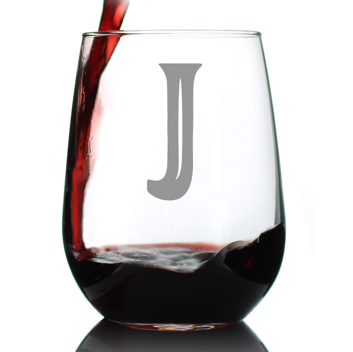 Skorter | Monogram Fet capital letter M - Without stem wine glass - Personalized gifts for women and men - Large engraved glass