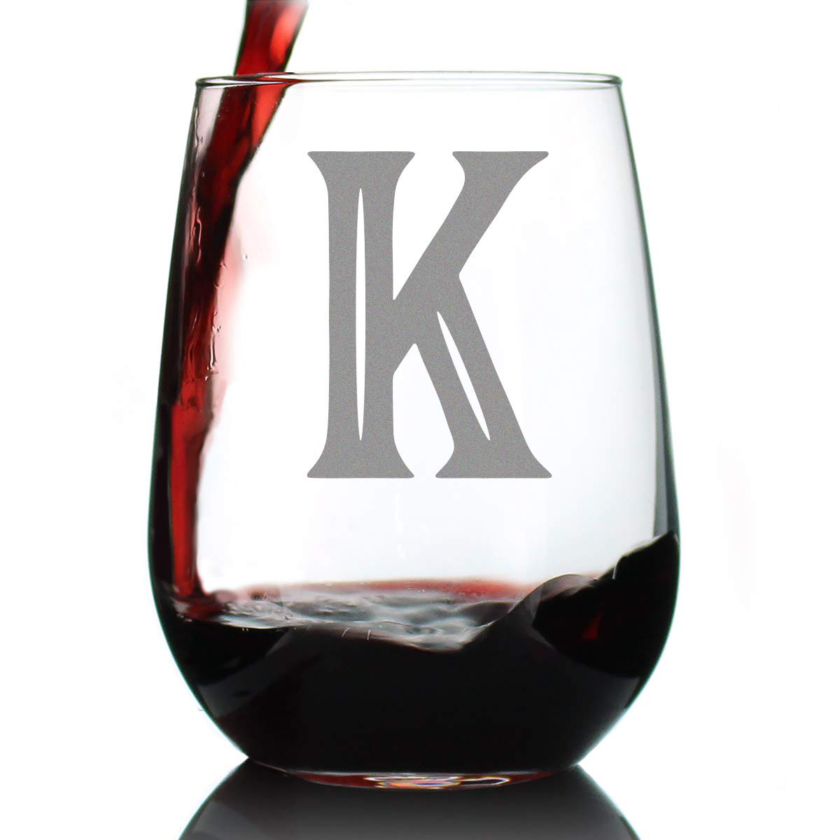 Skorter | Monogram Fet capital letter M - Without stem wine glass - Personalized gifts for women and men - Large engraved glass