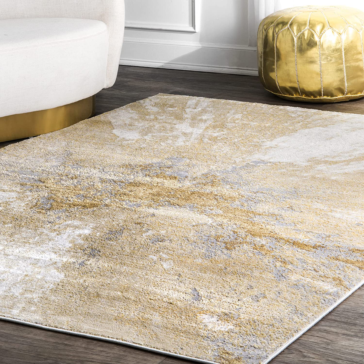 Skørter | nuLOOM Cyn Abstract Area Rug, 3 x 5 Feet, Gold