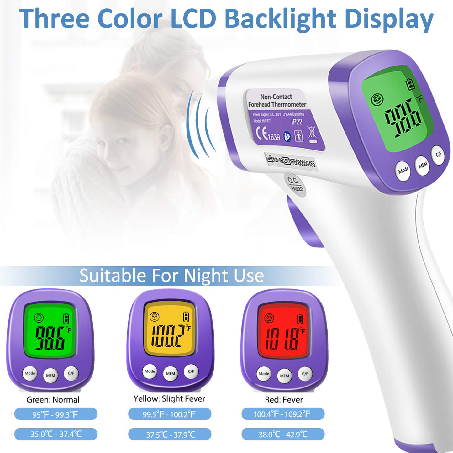 Skørter | Heavy Thermometer Infrared Forehead High Caliber Sensor No Contact with LCD Display for Medical Offices, Hospitals