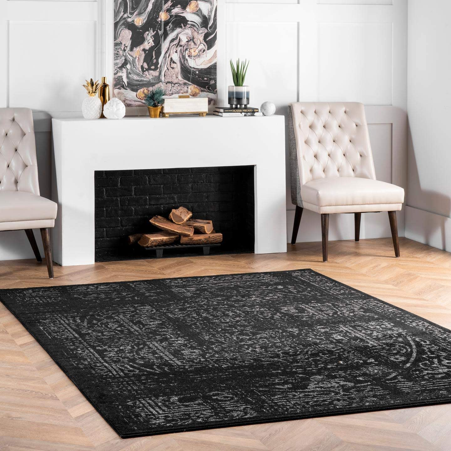 Skørter | nuLOOM Arlena Vintage Rug, 5' Round, Black