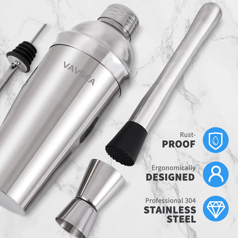 Skørter | 19-piece cocktail shaker set with rotating stand, mixology bartender kit