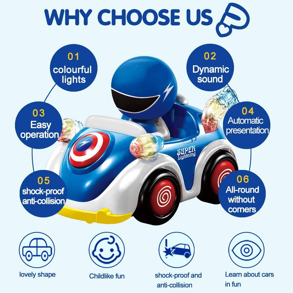 Skørter | RC Toys Remote Control Car for 1 2 3 4 5 6 Years Old Baby Toddler Kids STEM RC Cartoon Racing Car Toys for Kids with Music and Lights RC Car Christmas Birthday Gifts Boys Girls