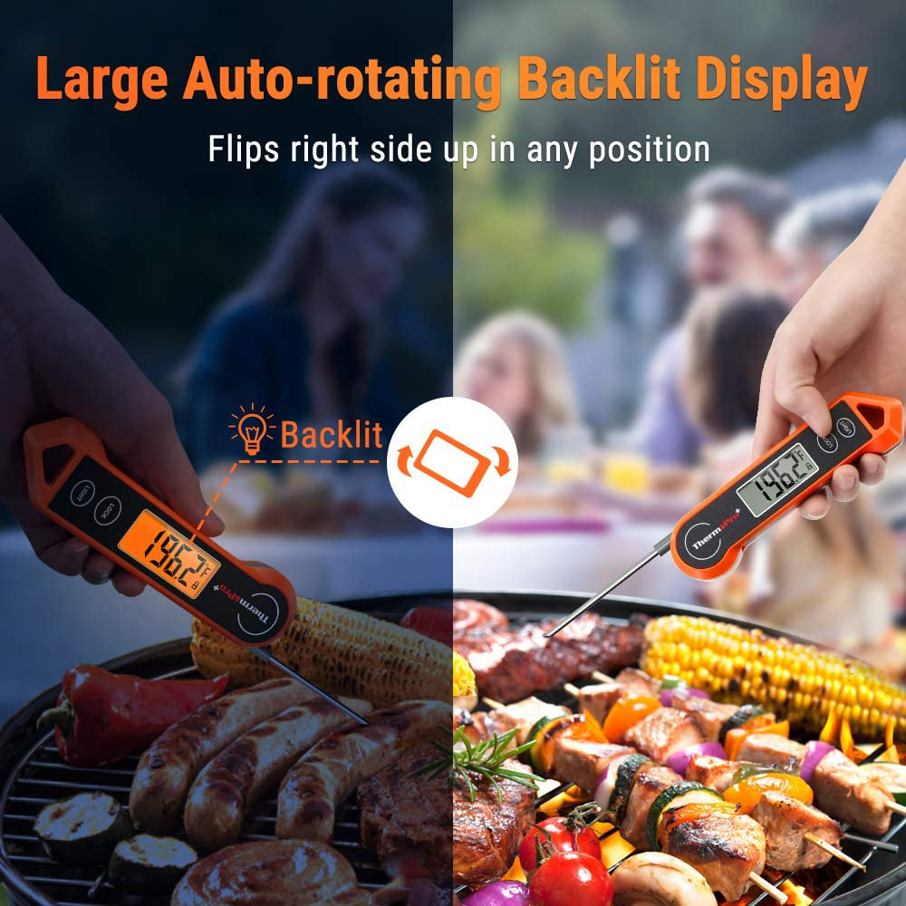 Skørter | ThermoPro TP19H Waterproof Digital Meat Thermometer for Grilling with Ambidextrous Backlit and Motion Sensor Kitchen Cooking Mat Thermometer for BBQ Grill Smokers Oil Roast Candy Thermometer
