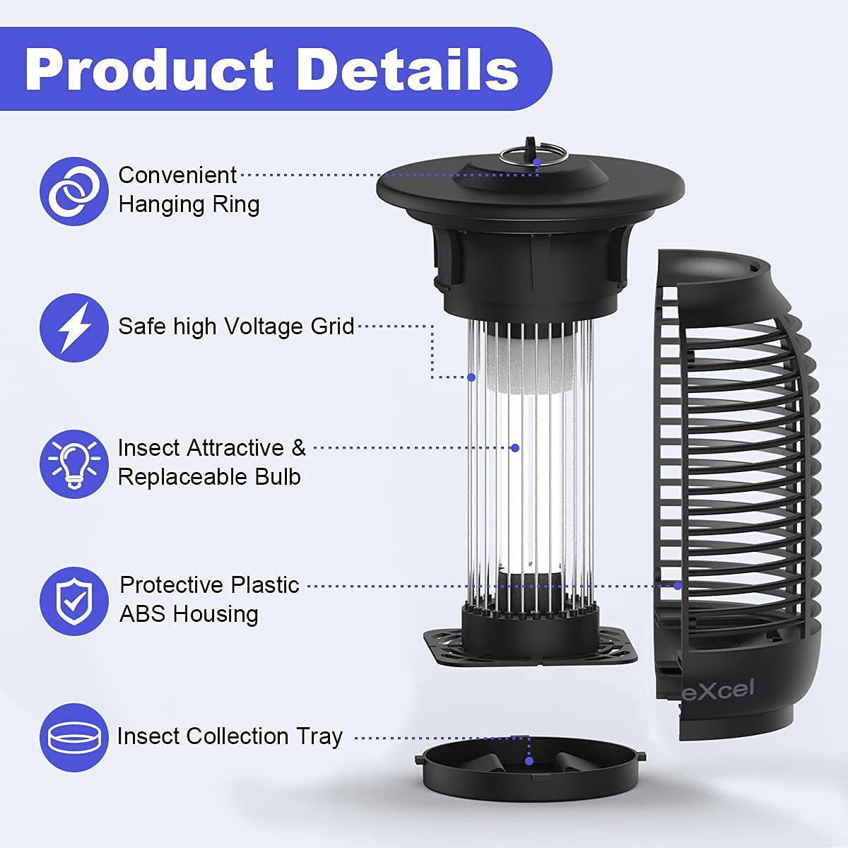 Skørter | Bug Zapper Electric Mosquito Zapper Mosquito Killer Outdoor and Indoor Insect Fly Traps UV Insect Catch Insect Killer Mosquito Pest Attracting Trap for Home Patio Backyard Round