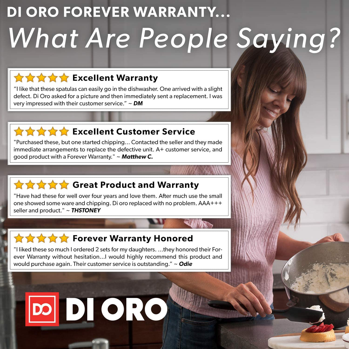 Skørter | DI ORO Seamless Series 3-Piece Silicone Spoon Set - 600°F Heat Resistant Non Stick Rubber Kitchen Spatula for Cooking, Baking, and Mixing – BPA Free and LFGB Certified Silicone (Black)