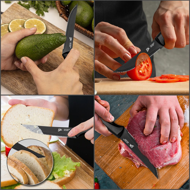 Skorter | 15-piece Kitchen Knife Set - High Carbon Stainless Steel, Non-Stick Coating, Rust Resistant, Ergonomic Handles
