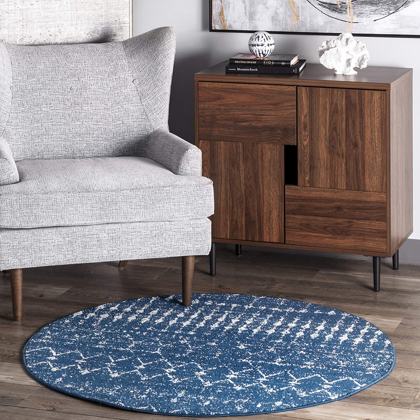 Skørter | nuLOOM Moroccan Blythe Area rug, 4' Round, Blue