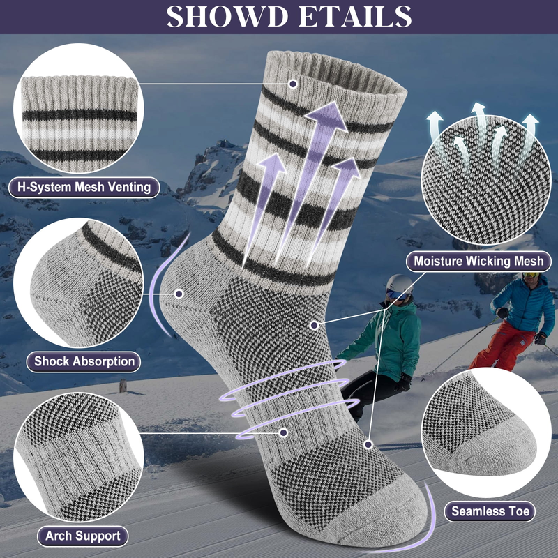 Skorter | 10 Pair Women's Warm Wool Socks - Thick Knitted Thermal Boot Crew