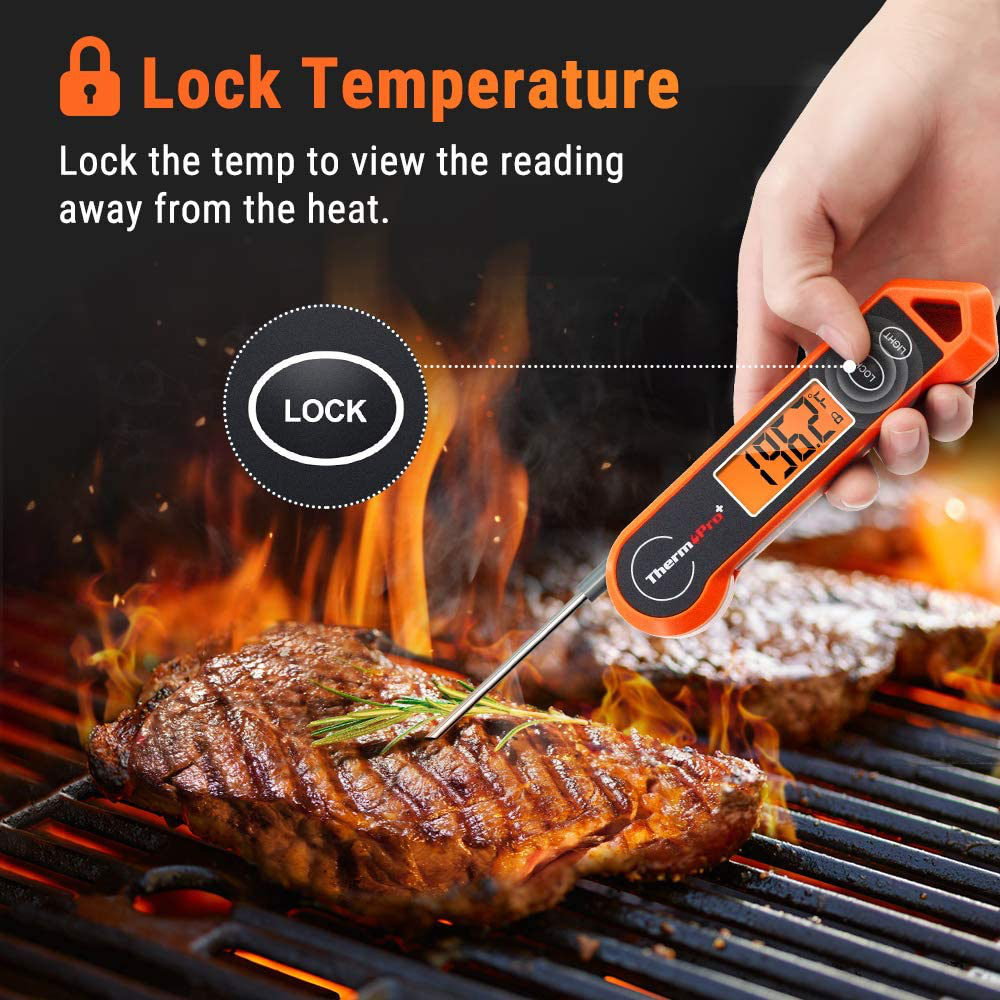 Skørter | ThermoPro TP19H Waterproof Digital Meat Thermometer for Grilling with Ambidextrous Backlit and Motion Sensor Kitchen Cooking Mat Thermometer for BBQ Grill Smokers Oil Roast Candy Thermometer