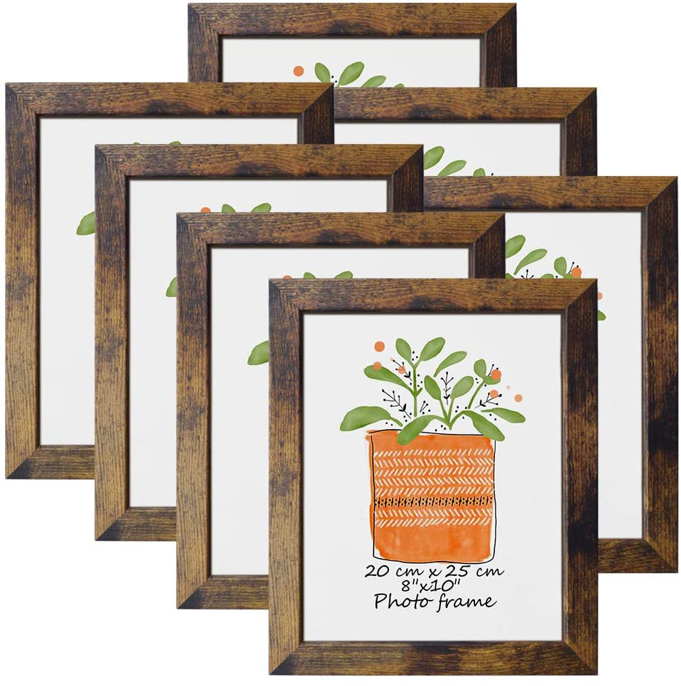 Skørter | 8x10 Picture Frame Rustic Brown Frames Fit for 8 by 10 Inch Prints Wall Table Display, 7 Pack