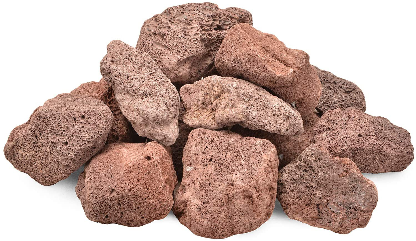 Skørter | Skyflame 10LB Natural Lava Stones for Fireplaces, Fire Pits, Stoves, Garden Landscape Decoration, Indoor and Outdoor Use, 3"-5" Sizes, Red
