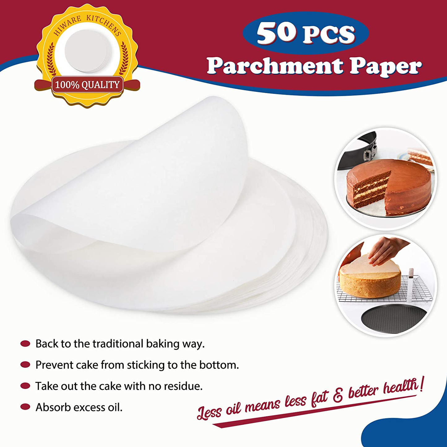 Skørter | Hiware 10 Inch Non-stick Springform Pan with Detachable Bottom / Leak-proof Cheesecake Pan with 50 Pcs Parchment Paper