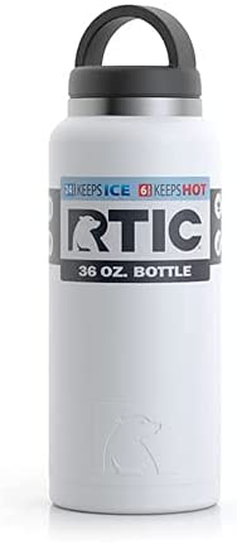 Skorter | RTIC Bottle, 36 oz, White, Double Vacuum Insulated Water Bottle, Stainless Steel for Hot & Cold Drinks, Sweat Proof Thermos, Great for Travel, Hiking & Camping