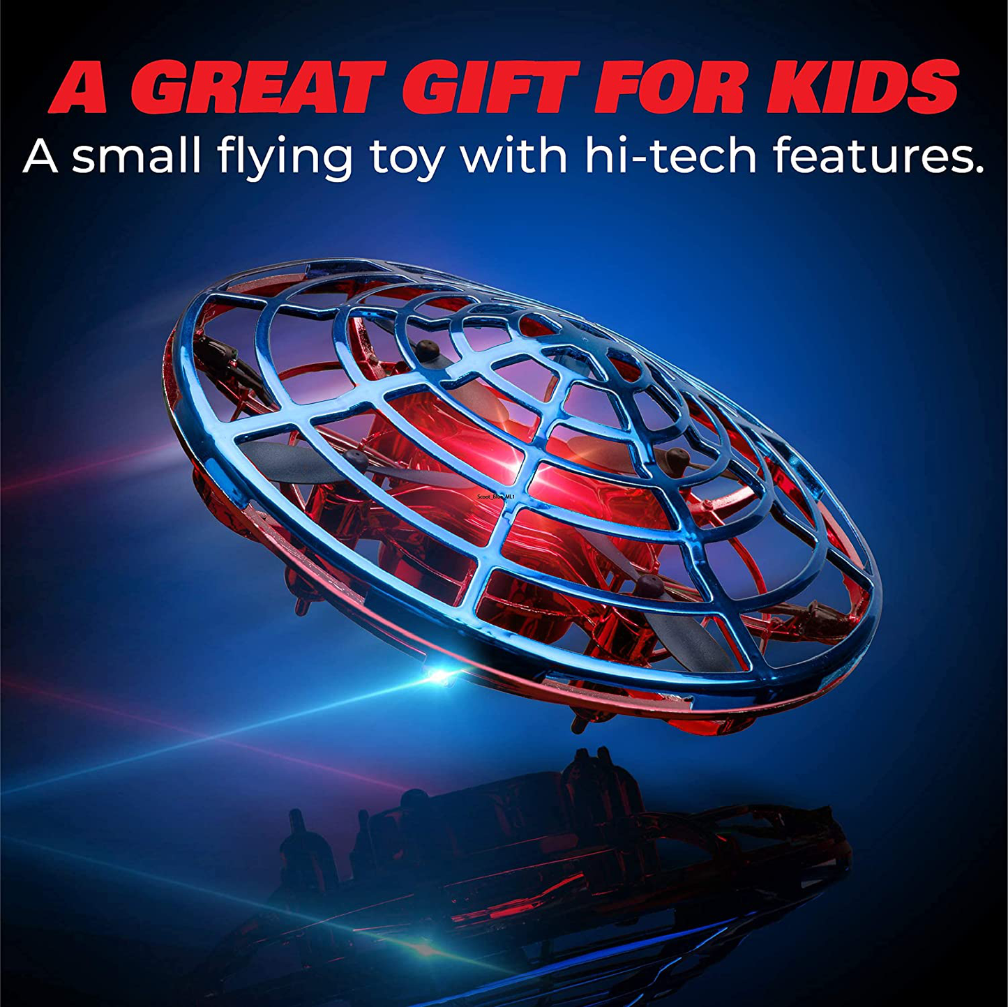Skørter | Force1 Scoot Combo Hand Operated Drone for Kids or Adults - Hands-Free Motion Sensor Mini Drone, Easy Indoor Rechargeable UFO Flying Ball Drone Toy for Boys and Girls (Red/Blue)