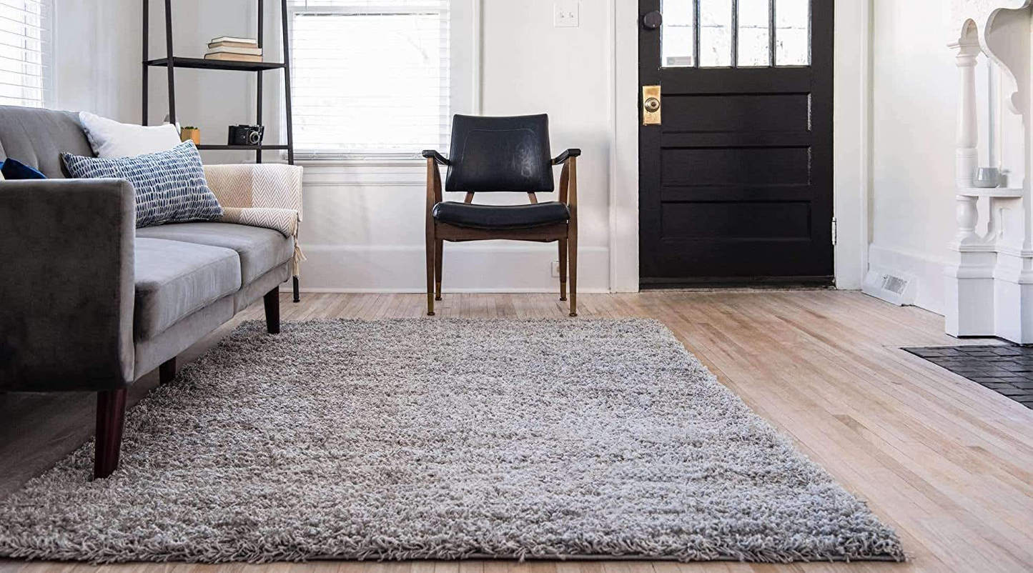 Skørter | Unique Loom Solo Solid Shag Collection Area Modern Plush Rug Luxurious & Soft, 5', Graphite Gray