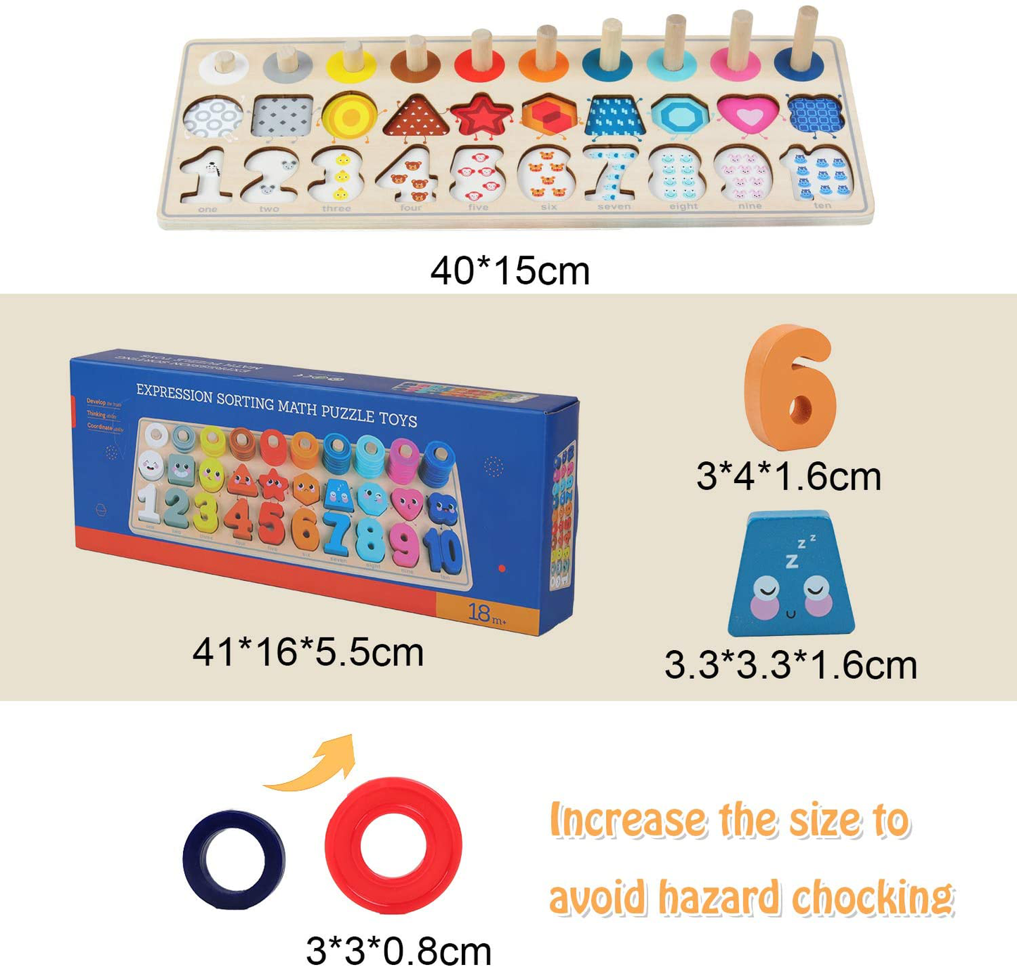 Skørter | QZMTOY Counting Shape Stacker Wooden Counting Sorting Stack Tower with Wooden Colorful Number Shape Mathematical Blocks for Kids Kindergarten Educational Toys