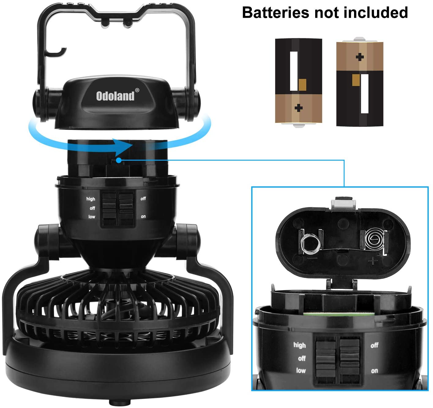 Skorter | Odoland Portable LED Camping Lantern with Ceiling Fan - Hurricane Emergency Survival Kit