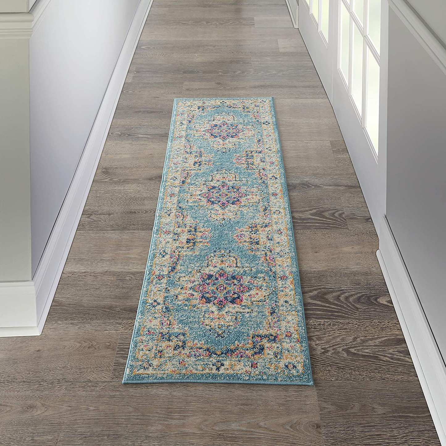 Skørter | Nourison Passion Bohemian Chic Light Blue Area Mat Runner (2' x 6'), 1'10"X6',